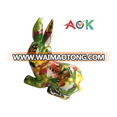 Special Design Resin Rabbit  Ornament factory  in Golden Rim Outside   for gifts